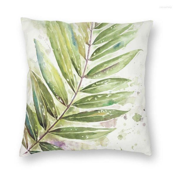 Pillow Jungle Inspiration Folhas de aquarela cobrem plantas tropicais capa de arremesso quadrado para sofá, travesseiro fria decoração de casa