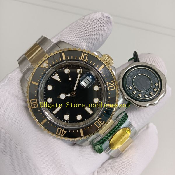 Реальные фотографии Мужские часы из стали 904L Мужские часы 43 мм 126603 Черный циферблат Керамический безель Сапфировое стекло Желтое золото 18 карат Двухцветный браслет NF V12 Спортивные часы Cal.2813