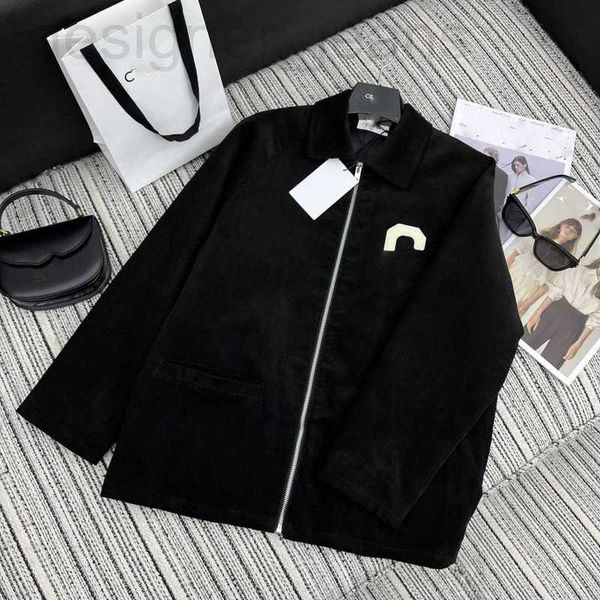 Jaquetas femininas Designer Outono e Inverno Novo CE Nanyou Gaoding Estilo Casual Americano Moda Veludo Preto com Algodão Flap Collar Casaco Casaco ACUO