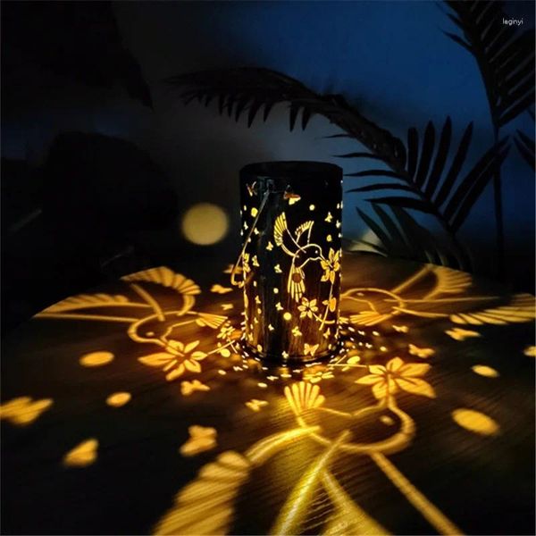 Decorações de jardim ao ar livre borboleta sombra luz solar lâmpada à prova dwaterproof água oco retro lanterna arte decoração