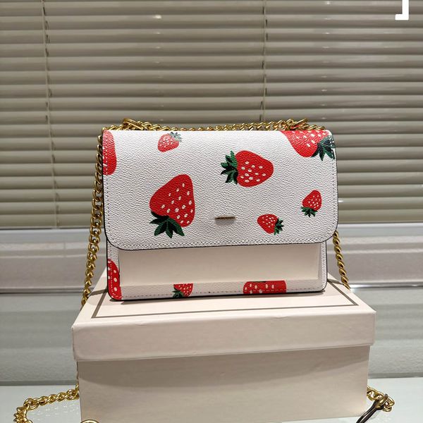 10A Schulterleder -Designer -Taschen süße Erdbeer -Kirsch -Crossbody -Tasche elegante Einkaufsbetrieb