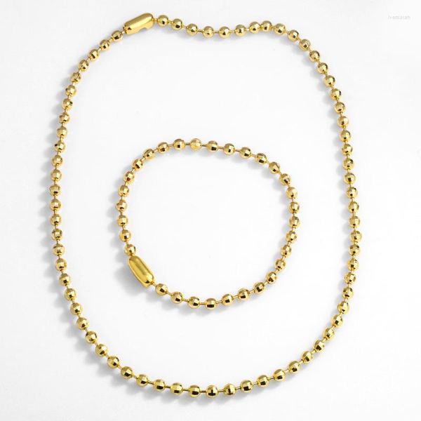 Подвесные ожерелья Flola Золотая цепь 4 мм круглые бусины Колье для женщин для женщин Мозаичный шарик. Оптовые ювелирные аксессуары Netk79