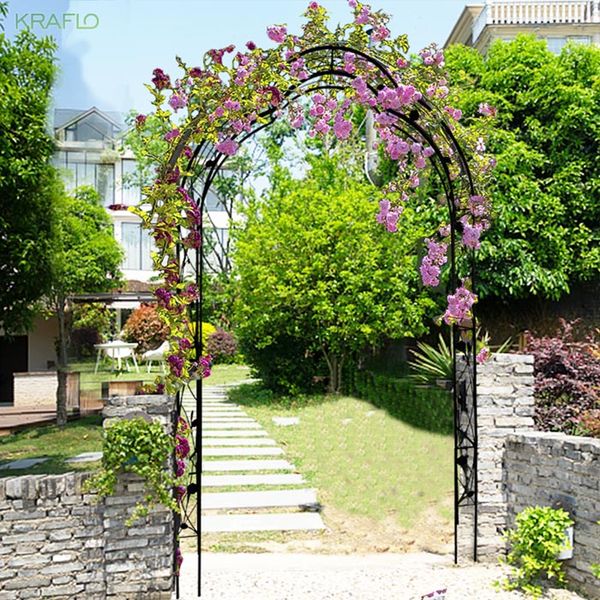 Metal Garden Arbours se reúne livremente com 8 estilos Garden Arbor Trellis Plantas de escalada Support Rose Arch Arches Arco de casamento Eventos de festa de festas Archway preto