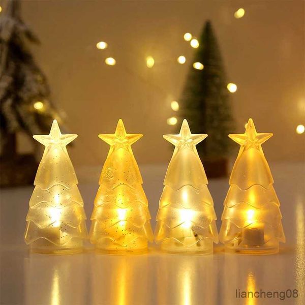 Velas led velas de natal led luzes da noite em forma de árvore lâmpada de cristal atmosfera luzes casamento decoração do feriado r231113