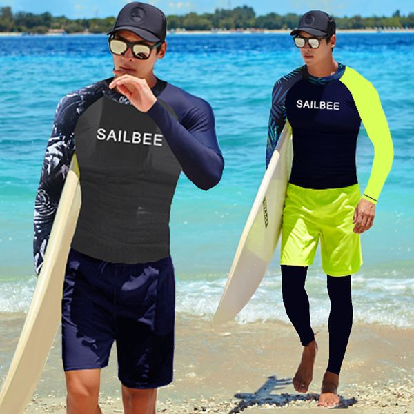 Costumi da bagno da uomo SAILBEE Uomo Protezione UV Costumi da bagno Costume da bagno a maniche lunghe Uomo Rashguard Surf Rash Guard Camicia da surf per il nuoto Vela Drop Ship 230412