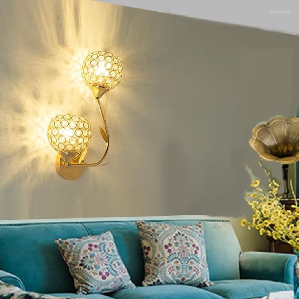 Lampada da parete moderna comodino cristallo luci a led per camera da letto soggiorno scale interne E27 nastro/oro casa sconce
