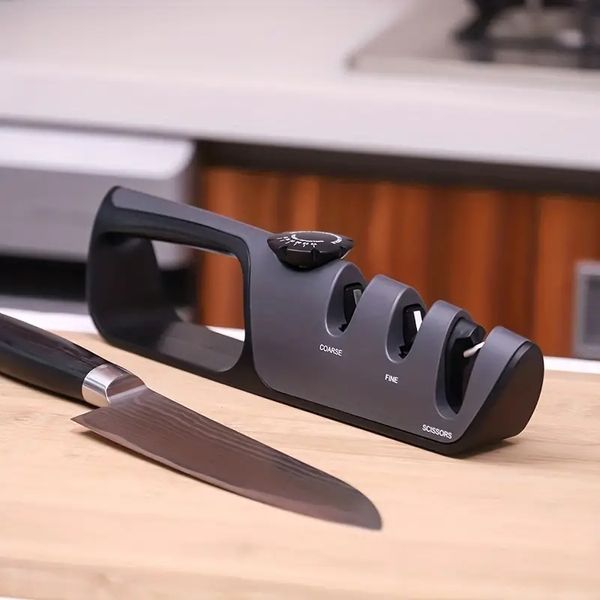 Afiador de facas 3 em 1 de 1 unidade, afiadores de facas para cozinha, afiador de facas multifuncional para cozinha, restauração/polimento com botão de ângulo ajustável para várias facas