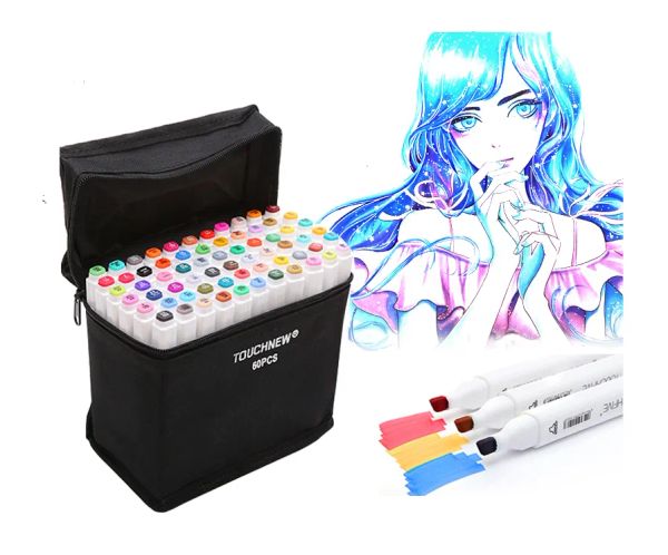 Yeni Moda Touchfive 60 Renk Sanat Marker Pens Animasyon manga fırça kalem astarları çift kafa BJ için lüks kalem yağlı sanat malzemeleri