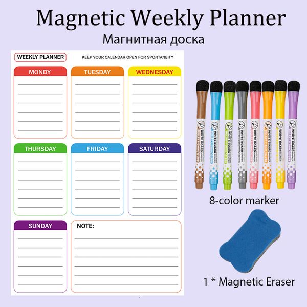 Whiteboards A3 Size Weekly Planner Calendar Calendar Magnetic Holdge Stickers Меню маркер доски доски 230412