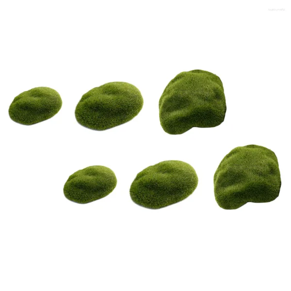 Flores decorativas 6 PCs Artificial Fake Moss Ikebana Vases Rock Acessórios Aquários Micro Pedra Material de Fibra Floral Bolas