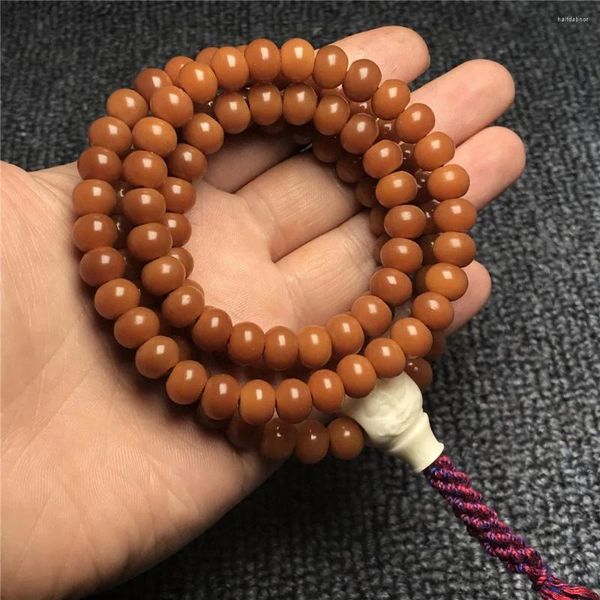 Strang Großhandel, feine Qualität, natürliche verwitterte Bodhi-Wurzel, 108 Mala-Gebetsperlen, Armband, gelber Apfel, Männer-Handschnur