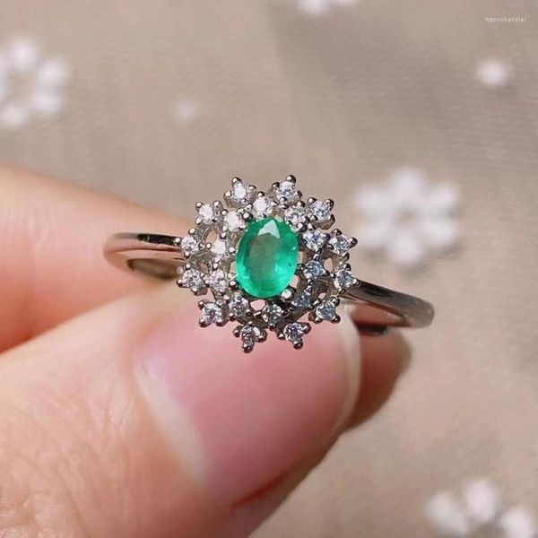 Кольца кластера, кольцо с натуральным изумрудом, 0,12 карата, 3 мм, 4 мм, серебряные украшения, предотвращают аллергию, драгоценный камень с позолотой 18 карат