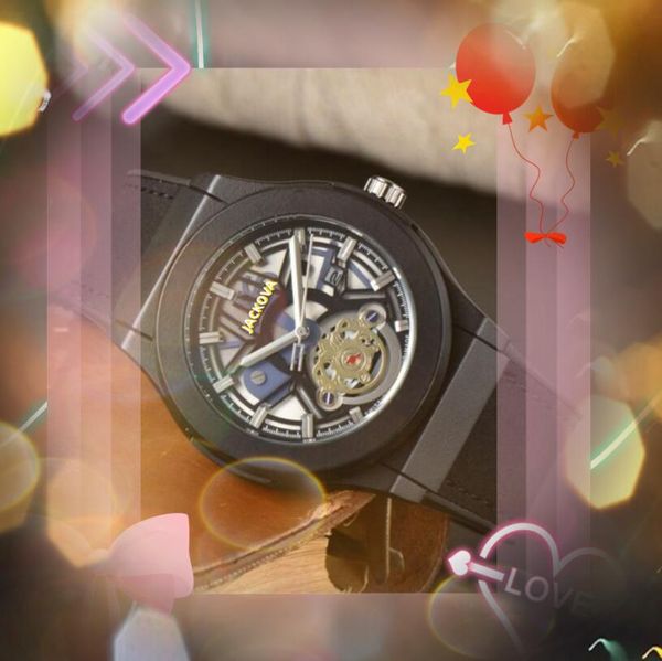 роскошные мужские часы с полым скелетонизированным циферблатом, автоматические кварцевые часы, натуральная кожа, пряжка, спортивные наручные часы для мужчин, водонепроницаемые, распродажа, классические часы Relogio Masculino