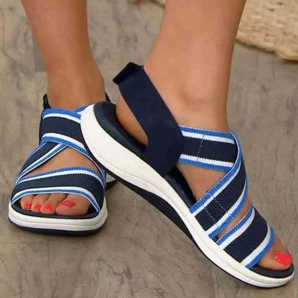 Sandalen 2023 Frauen Keile Mode Strand Lässige Elastische Mesh Sportschuhe Wilde Müßiggänger Zapatos De Mujer Plus Größe 35-43