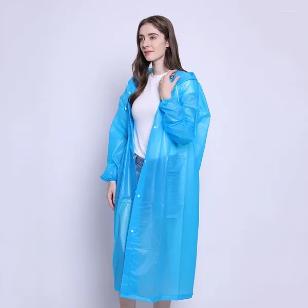 Regenmäntel Erwachsener verdickter wasserdichter Regenponcho-Mantel PEVA Damen-Mann-Regenmantel Camping Klarer transparenter Hoodie-Regenbekleidungsanzug