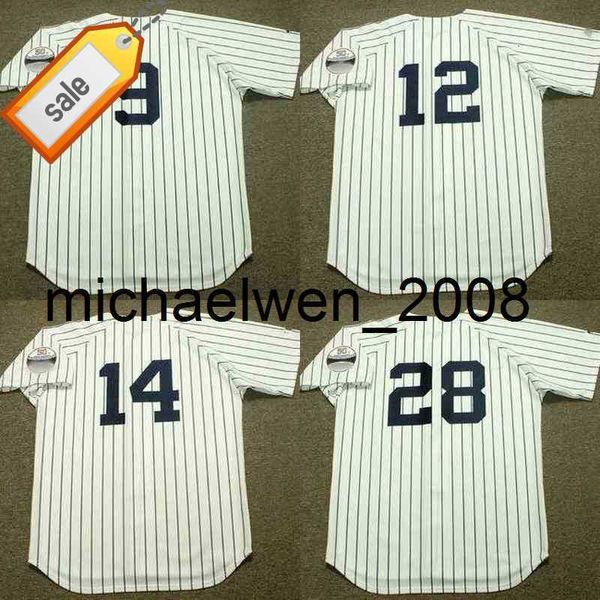 Mich28 Herren 9 GRAIG NETTLES 12 RON BLOMBERG 14 RON SWOBODA 28 SPARKY LYLE 1973 Home Baseball Jersey