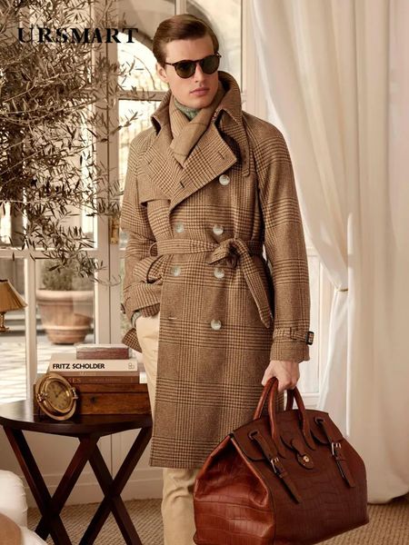 Men Blends Cappotto classico scozzese in lana da uomo con piumino staccabile con isolamento ispessito doppiopetto britannico 231113