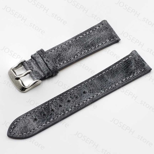 Altri accessori moda Cinturino per orologio retrò di alta qualità Cinturino 18mm 20mm 22mm 24mm Cinturini in pelle Grigio Nero Marrone Blu per uomo Accessori per orologi J230413