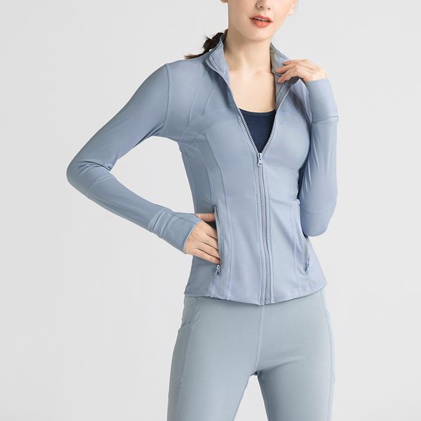 Lu Женская куртка для йоги с длинными рукавами, однотонная спортивная талия, узкие куртки для фитнеса, свободная спортивная одежда для бега, пальто для MTWTP03