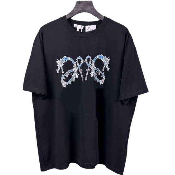 Designer de luxo loes clássico 23ss miyazaki dragoncat coleção co marca verão versátil manga curta camiseta homens mulheres esposa estudante