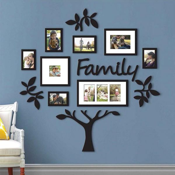 Наклейки на стенах акриловый DIY Семейный дерево 3D Съемные съемные наклейки на рамки плакаты цветочные роспись искусство картинка спальня домашняя декор