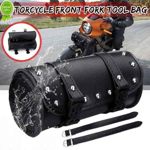 Nuova borsa da manubrio universale per moto Borse da sella impermeabili durevoli Capacità di stoccaggio Strumenti tascabili Borsa grande in pelle Q8Z9