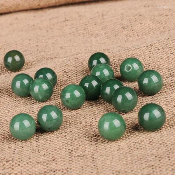 Pedras preciosas soltas 10/13mm mianmar jadeite grau a verde jades contas de pedra redondas para fazer jóias diy colar brinco pulseira charme