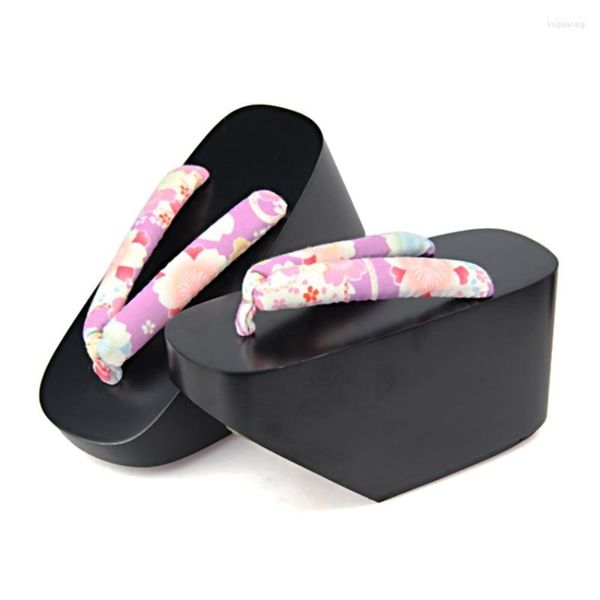 Sandals Women Summer Wood Super High High Leal Guisha Cosplay Sapatos Lindos Flips pintados de pintura Classic Japan Geta