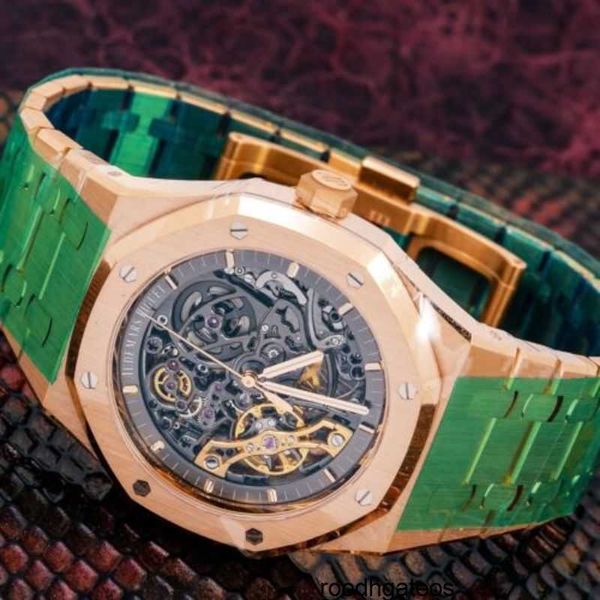 Luxo Audemar Pigue Relógios Cronógrafo Audemar Pigue Royal Oak Double Balance Wheel Openworked Rose Gold HBEE