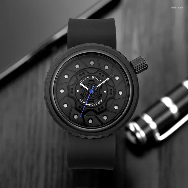 Наручные часы Oulm Brand Уникальные спортивные мужские черные кварцевые красные указатели с силиконовым ремешком Круглые часы Relogios Masculinos De Luxo Original
