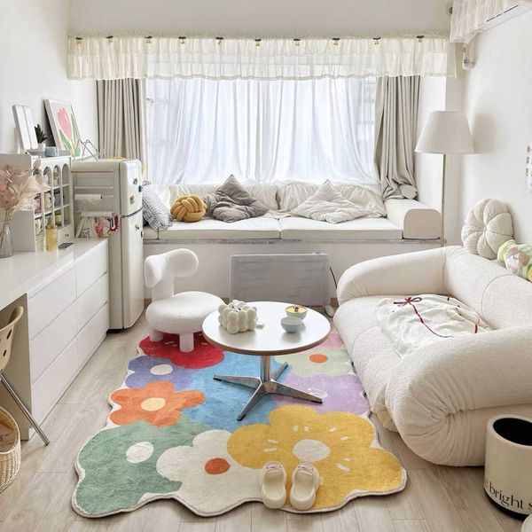 Tapetes quarto casa tapete grande área colorida sala de estar flor engrossado decoração tapete kidsroom maison tapis rosa decoração w0413