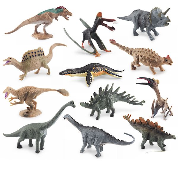 Action-Spielzeugfiguren 12-teiliges Mini-Jurassic-Dinosaurier-Figurenset Mapusaurus Pliosaurus Apatosaurus Dino World Modellspielzeug für Kinder 230412