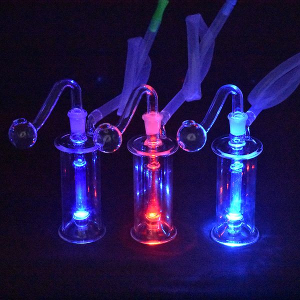 10 pezzi LED luce narghilè bruciatore a nafta in vetro bong tubi dell'acqua matrice in linea percolatore a nido d'ape riciclatore spesso bong ashcatcher con tubi e tubo per bruciatore a nafta in vetro