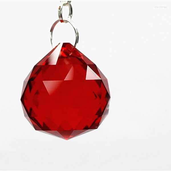 Kronleuchter Kristall Hochwertige 10 Teile/los Rote Farbe 30mm Facettierte Kugeln (Freie Ringe) Glaskugeln Anhänger Für Diy Weihnachtsbaum