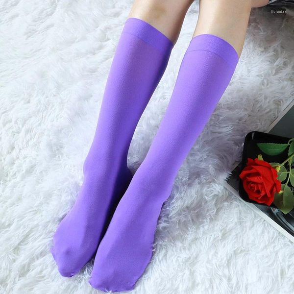 Frauen Socken Mode Samt Kniehohe Sexy Candy Farbe Elastische Wade Japanischen Stil Lolita Mädchen Weiche Warme Strümpfe