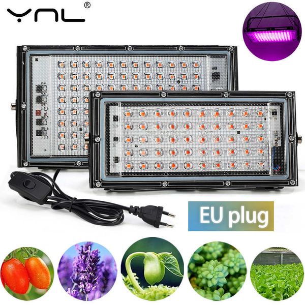 Luzes de cultivo LED Grow Light 220V 100W 50W LED Full Spectrum Phyto Lamp for Plant Seeds Hydroponics Greenhouse Home Plants Growth Phytolamp P230413