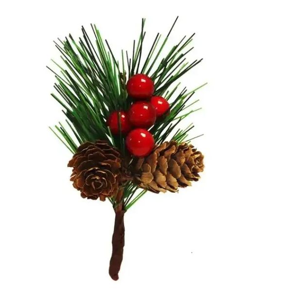 Finto verde floreale 50 pezzi pigne di Natale rami di aghi di pino con steli di bacche rosse artificiali per ghirlanda di alberi di Natale artigianato fai da te regali Decor 231109