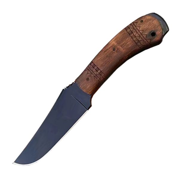 Yüksek Son Yeni Tasarım Hayatta Kalma Düz Bıçak 80CRV2 Siyah Damla Noktası Bıçağı Tam Tang Akçaağaç Tasağı Deri Kılıflı Açık Av Bıçakları