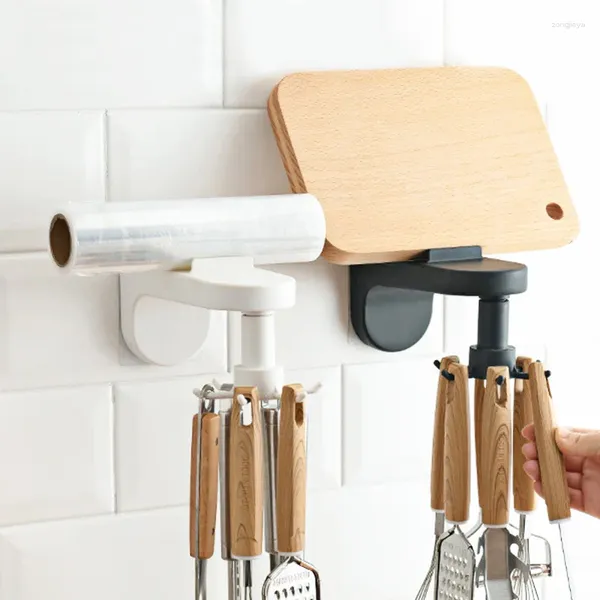 Ganchos auto-adesivos cozinha montado na parede utensílio de cozinha pendurado rack organizador pp plástico gancho cabide