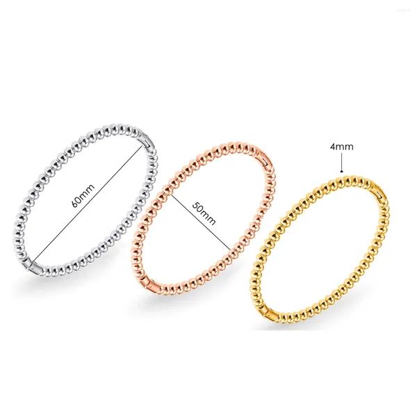 Charme pulseiras comércio exterior francês feminino luxo simples redondo grânulo titânio pulseira de aço bonito vácuo cor-preservação