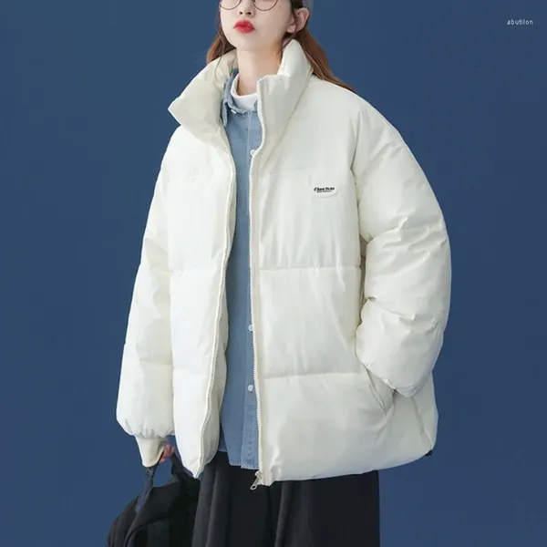 Feminino para baixo coreano curto puffer jaqueta feminina inverno bolsos soltos chique y2k parkas 2023 moda grossa feminina pena fofo outwear casaco