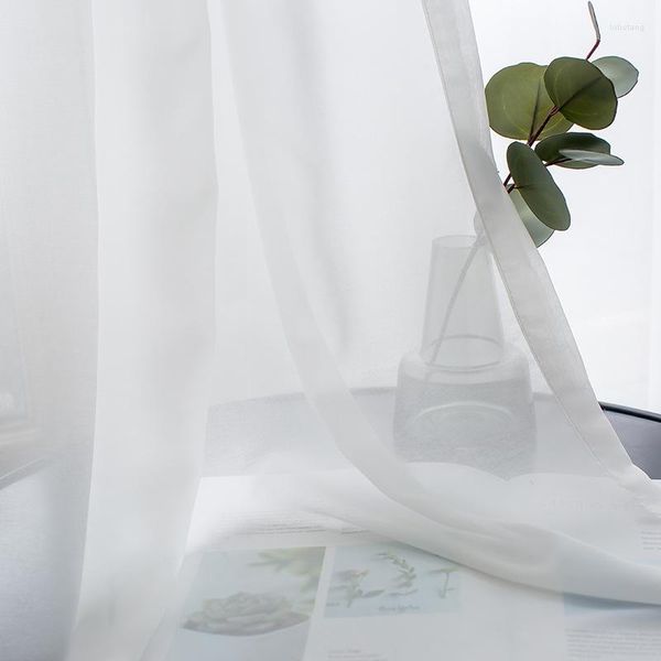 Tenda bianca velata voile filato chiffon tende in tulle per soggiorno cucina camera da letto decorazione della casa trattamento di finestra