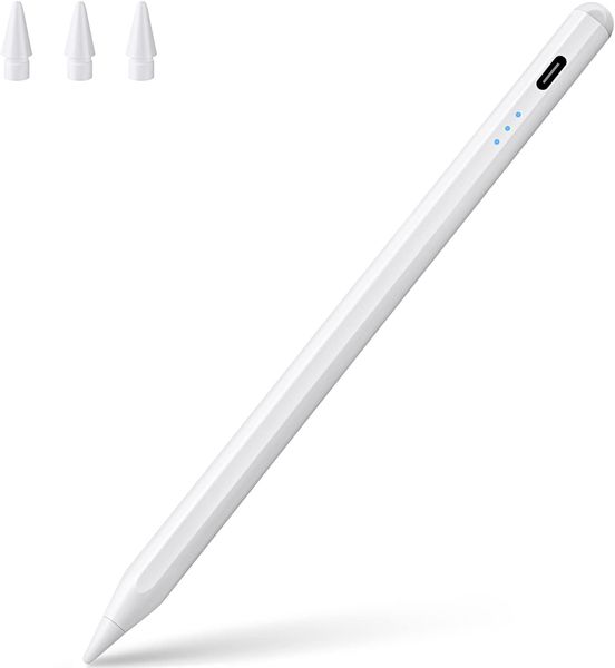Penna stilo compatibile per iPad Matita attiva con ricarica rapida Sensore di inclinazione con rifiuto del palmo Magnetico per Apple 2018-2023 iPad Pro 11