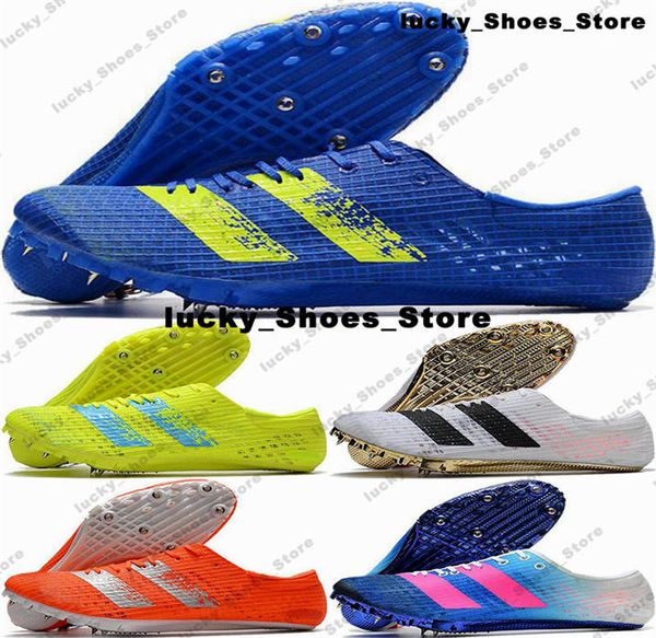 Adizero Finesse Sprint Spikes Sapatos de pista Crampons Tamanho 12 Mens Cleats Botas Us12 Kid White Trainers Sneakers Us 12 Racing Spike Blue Eur 46 Track Field Competition
