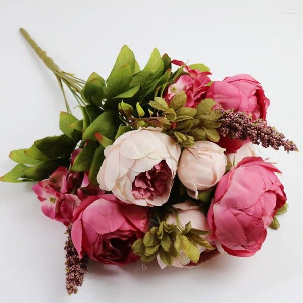 Fiori decorativi 2 pezzi/pacco Stile europeo Fiore di peonia cinese artificiale Decorazione domestica Simulazione di matrimonio Prop