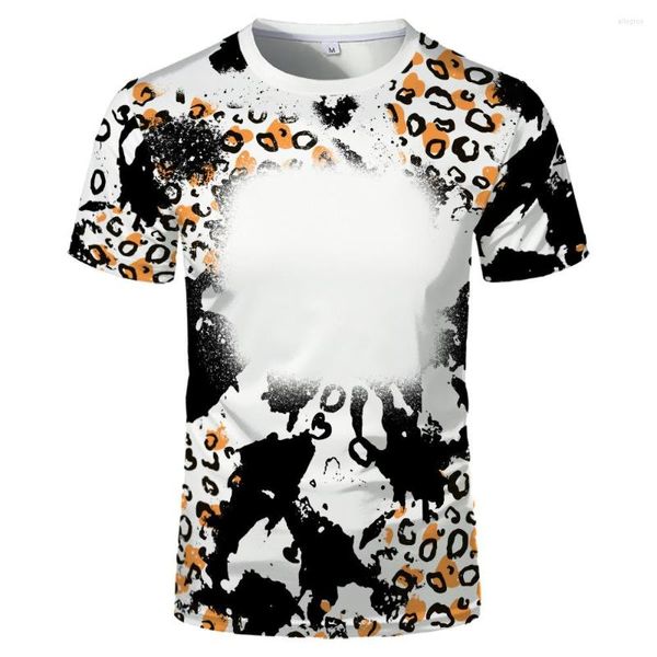 Camisetas masculinas, adultos, crianças, alvejante, design personalizado, estampado leopardo, camisetas, sublimação, camiseta em branco, poliéster branqueado