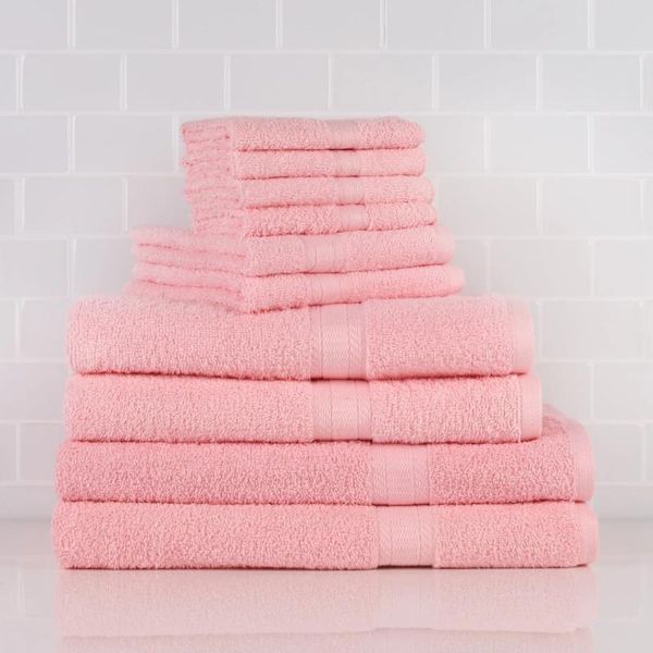 Основа полотенец Твердый банный набор из 10 предметов Лилейник розовый