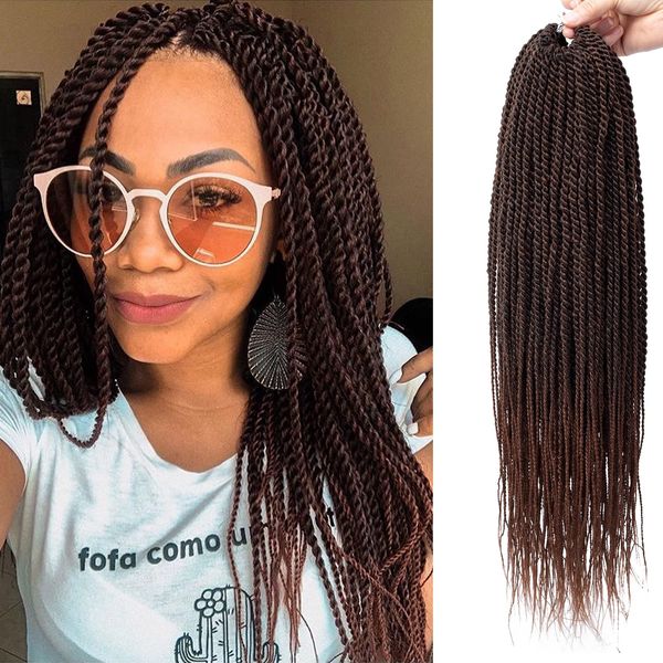 Senegalese Twist Crochet Trecce Capelli Piccolo Mambo Twist Crochet Capelli Pre-allungati Pre Looped Estensioni dei capelli intrecciati morbidi