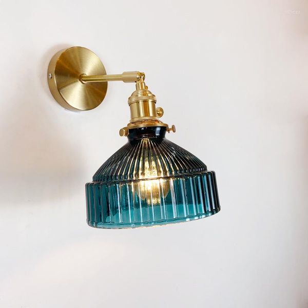 Duvar lambası İskandinav Cam Gölge Döner Pirinç Yatak Odası Başucu Lambalar İç Horoz Dekoratif Işıklar İçin Ayna Işık Fikstürü