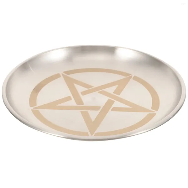 Titulares de vela Pentagram Altar Ritual Plato Plato Placa Flat Burning Jóias Dainhas Oferecendo bandeja de frutas Snack de alimentos de metal